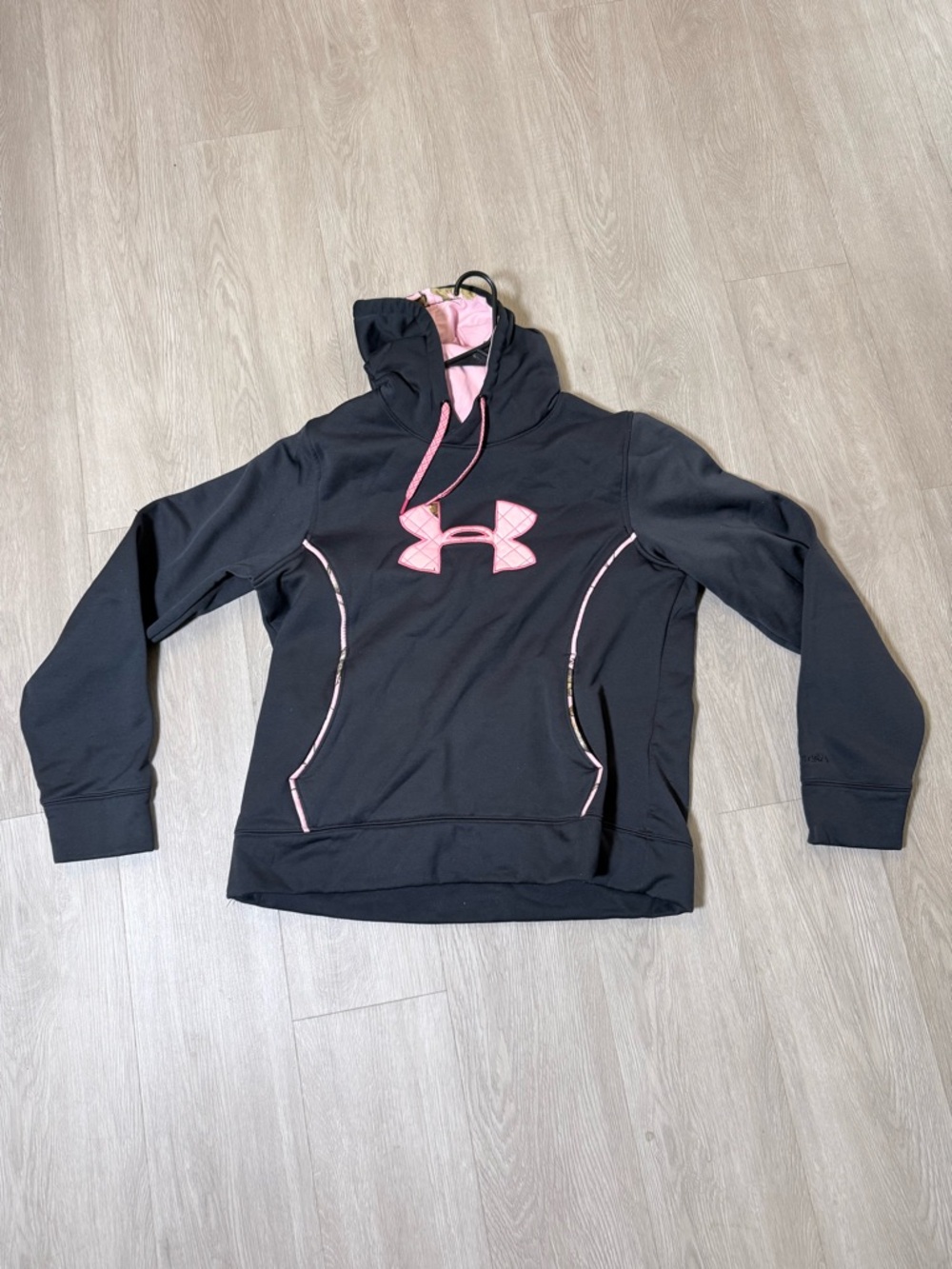 Under Armour Black and Pink Hooded Pullover